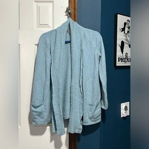 J. Jill Baby Blue Cashmere Cardigan Sweater with Built-In Scarf - Size XS